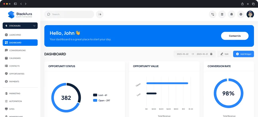 Custom GoHighLevel dashboard banner
