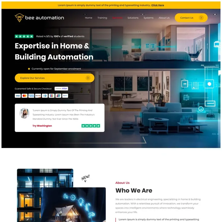 StackAura smart home automation website design