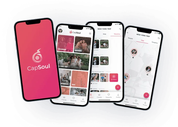 StackAura CapSoul mobile app design screens