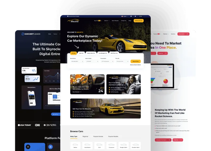 StackAura custom website design and development interfaces